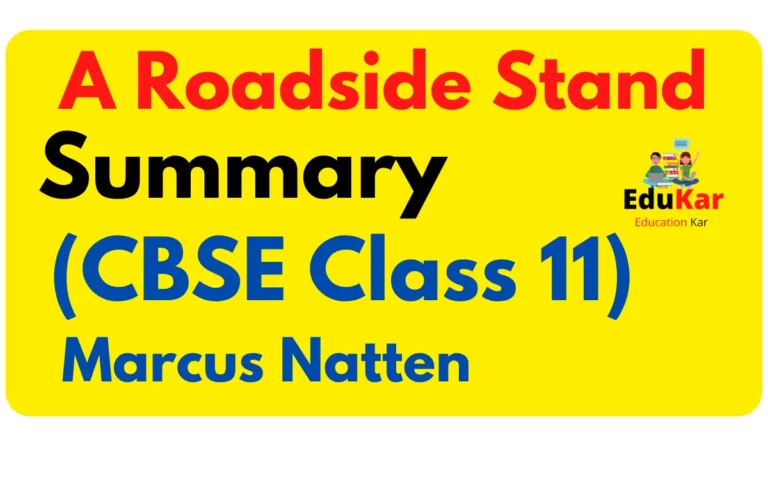 A Roadside Stand Summary CBSE Class 12 By Robert Frost