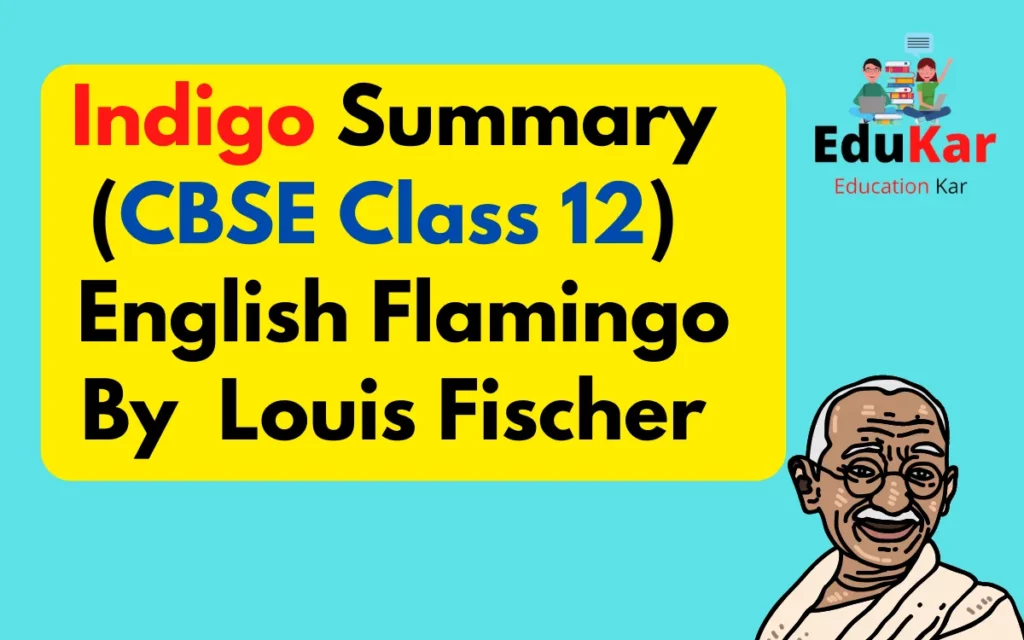 Indigo Summary CBSE Class 12 English Flamingo By Louis Fischer