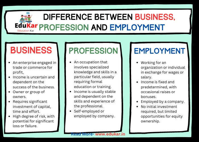 difference between business profession and employment
